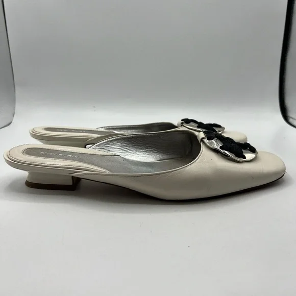 Tory Burch Sz‎ 10 Patos Logo Kitten Heel Mules - Picture 4 of 13